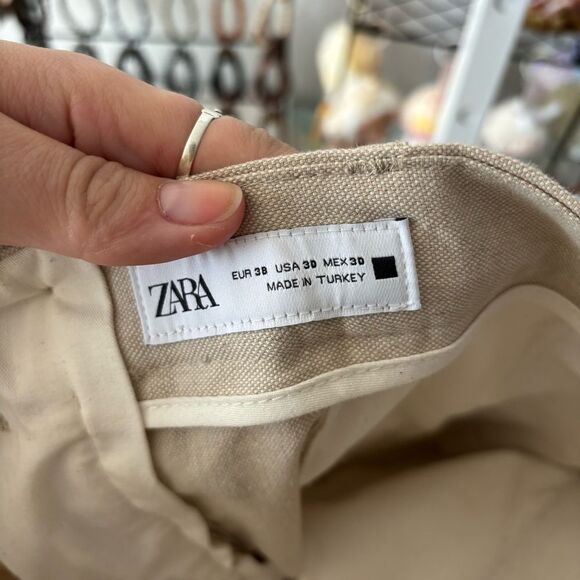 ZARA size 30 Men's Cream Shorts linen blend flat front preppy summer shorts - Picture 4 of 5